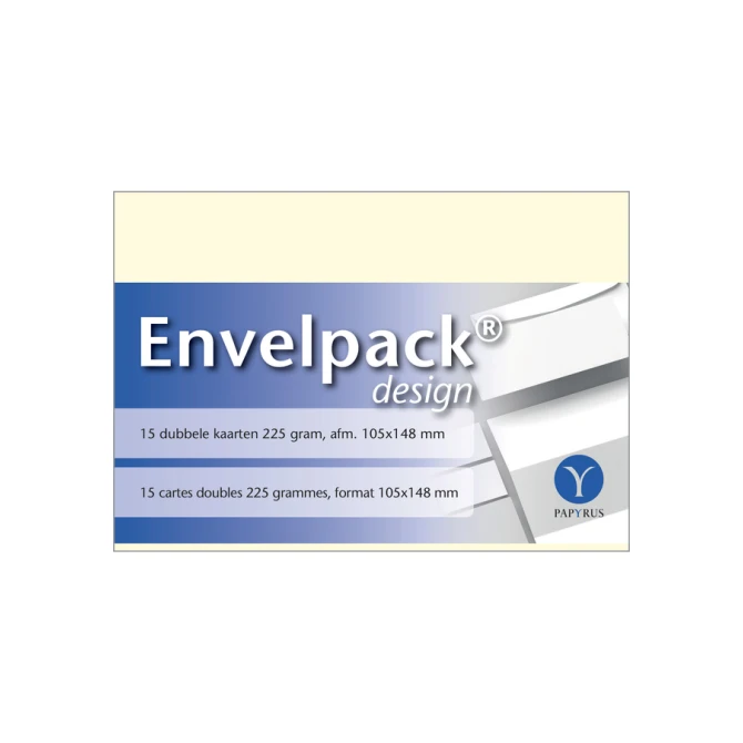Dubbele kaart Papyrus Envelpack Design A6 105x148mm ivoor 894450 15 stuks