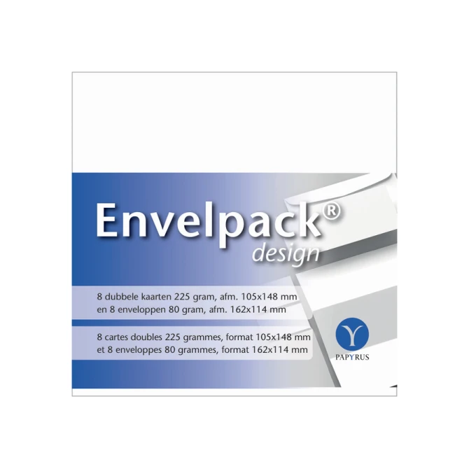 Dubbele kaart Papyrus Envelpack Design C6 114x162mm wit 894436 set van 8