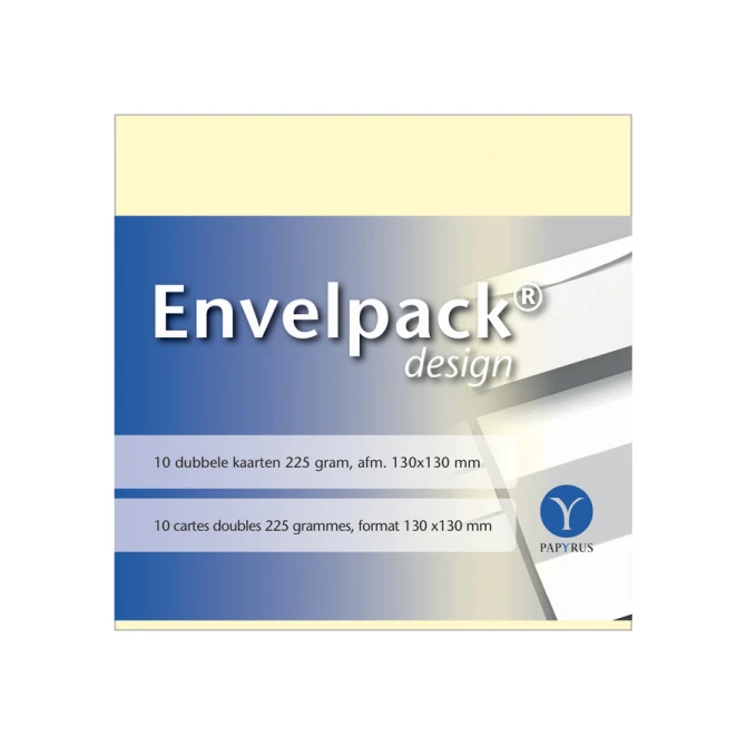 Dubbele kaart Papyrus Envelpack Design vierkant 130x130mm ivoor 894460 set van 10