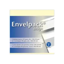 Dubbele kaart Papyrus Envelpack Design vierkant 140x140mm ivoor 894440 set van 5