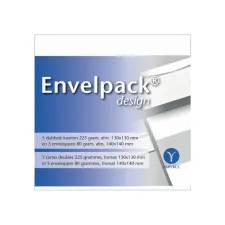Dubbele kaart Papyrus Envelpack Design vierkant 140x140mm wit 894446 set van 5