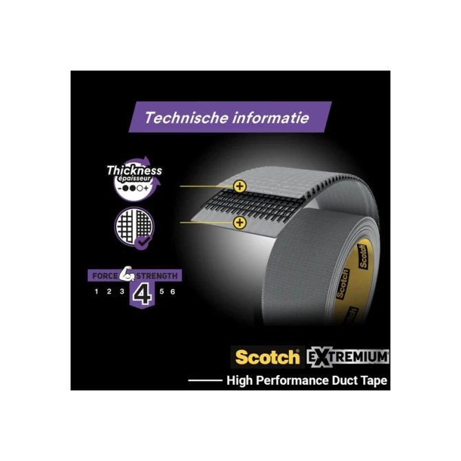 Duct tape Scotch Extremium no residue 18.2mx48mm grijs