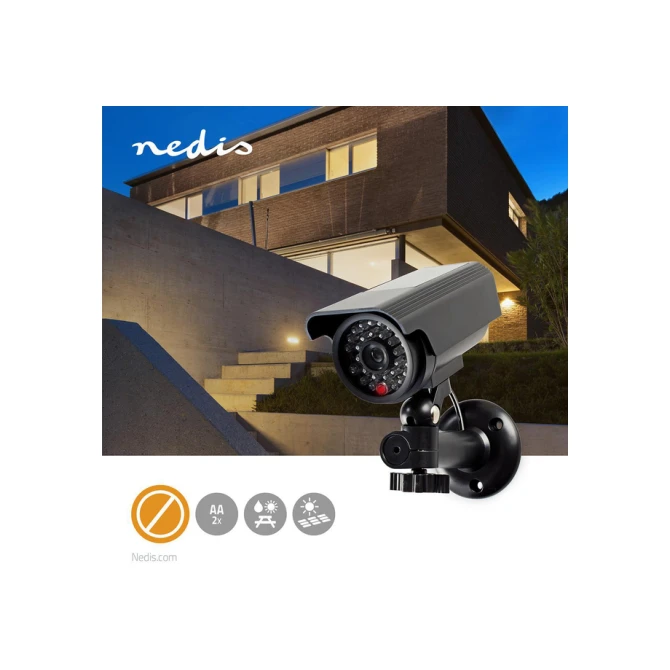 Dummy beveiligingscamera Nedis bullet solar buiten grijs
