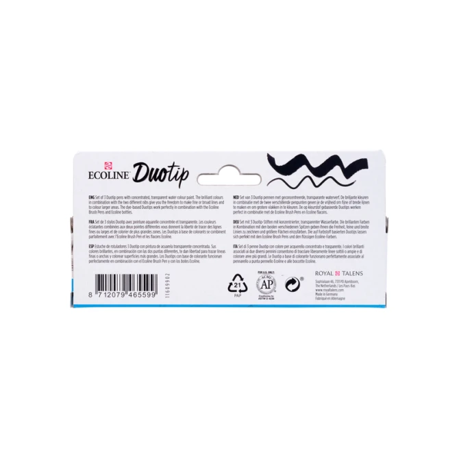Duotip Talens Ecoline set à 3 stuks zwart en grijs