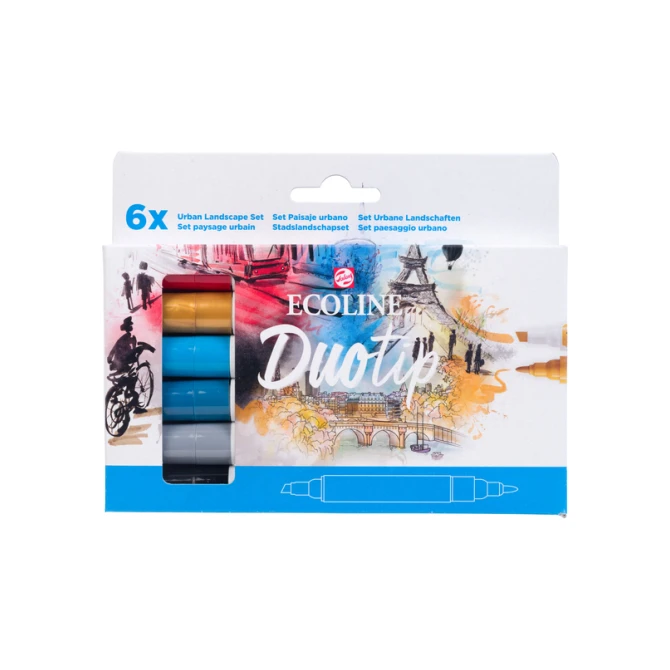 Duotip Talens Ecoline set à 6 stuks stadslandschap