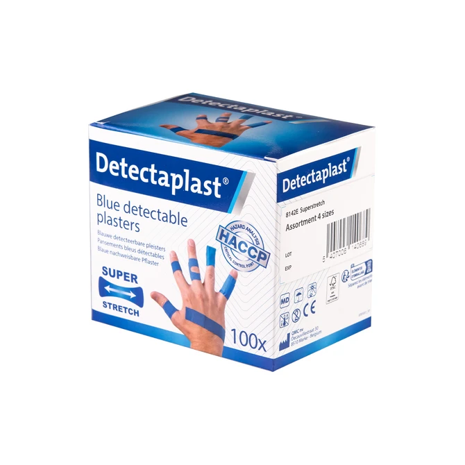 Elastische blauwe textielpleister Detectaplast assorti 100 stuks
