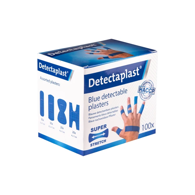 Elastische blauwe textielpleister Detectaplast assorti 100 stuks