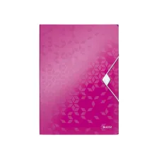 Elastomap Leitz WOW A4 3 kleppen PP roze Elastomap Leitz WOW A4 3 kleppen PP roze
