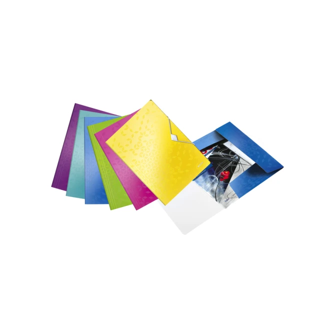 Elastomap Leitz WOW A4 3 kleppen PP roze