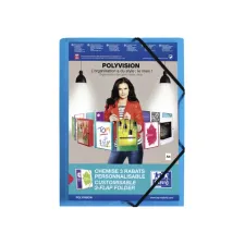 Elastomap Oxford Polyvision A4 met insteektas 3 kleppen PP blauw