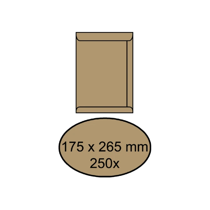 Envelop akte IEZZY 175x265mm zelfklevend 90gr bruin 250 stuks