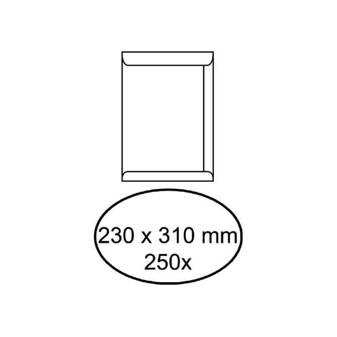 Envelop akte IEZZY 230x310mm zelfklevend 100gr wit 250 stuks