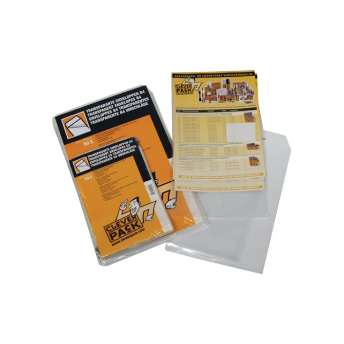 Envelop CleverPack akte A4 220x300mm zelfklevend transparant 50 stuks