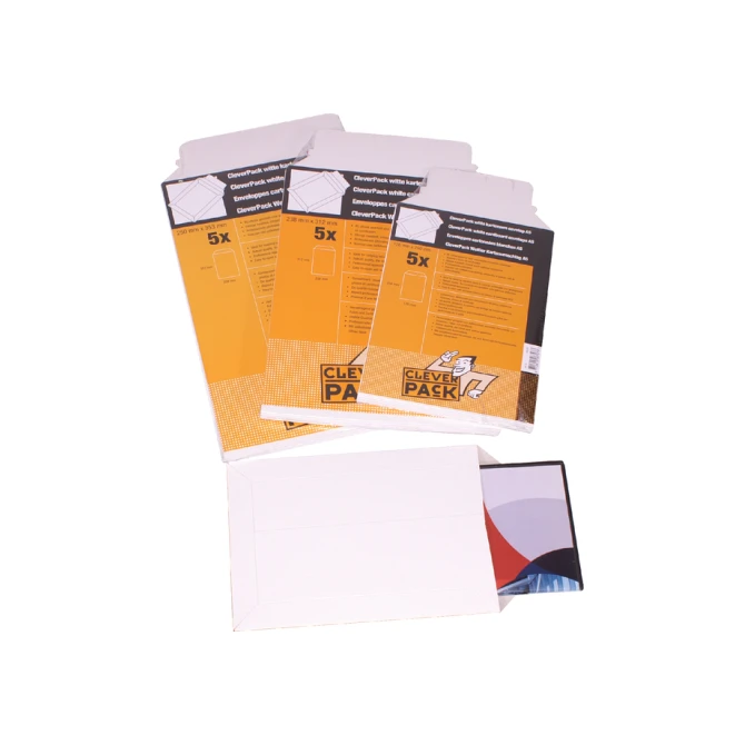 Envelop CleverPack karton A5 176x250mm wit pak à 5 stuks