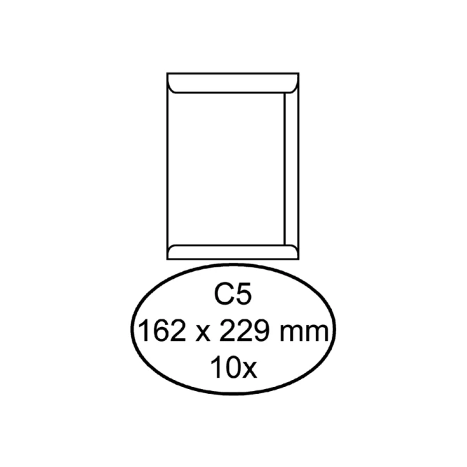 Envelop Hermes akte C5 162x229mm zelfklevend wit pak à 10 stuks
