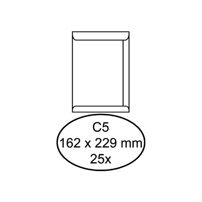 Envelop Hermes akte C5 162x229mm zelfklevend wit pak à 25 stuks