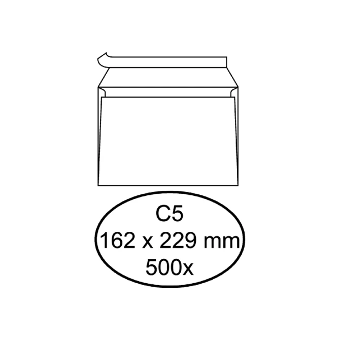 Envelop Hermes bank C5 162x229mm zelfklevend wit doos à 500 stuks