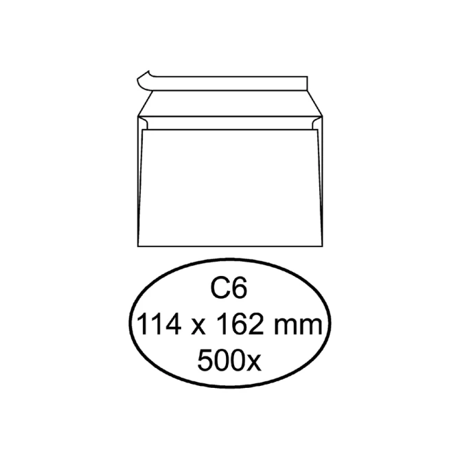 Envelop Hermes bank C6 114x162mm zelfklevend wit doos à 500 stuks