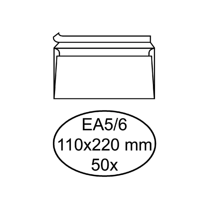 Envelop Hermes bank EA5/6 110x220mm zelfklevend wit pak à 50 stuks