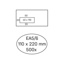 Envelop Hermes EA5/6 110x220mm venster 4x11links zelfklevend 500 stuks