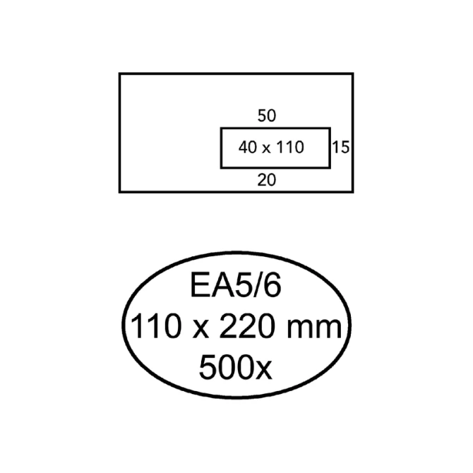 Envelop Hermes EA5/6 110x220mm venster 4x11rechts zelfklevend 500 stuks
