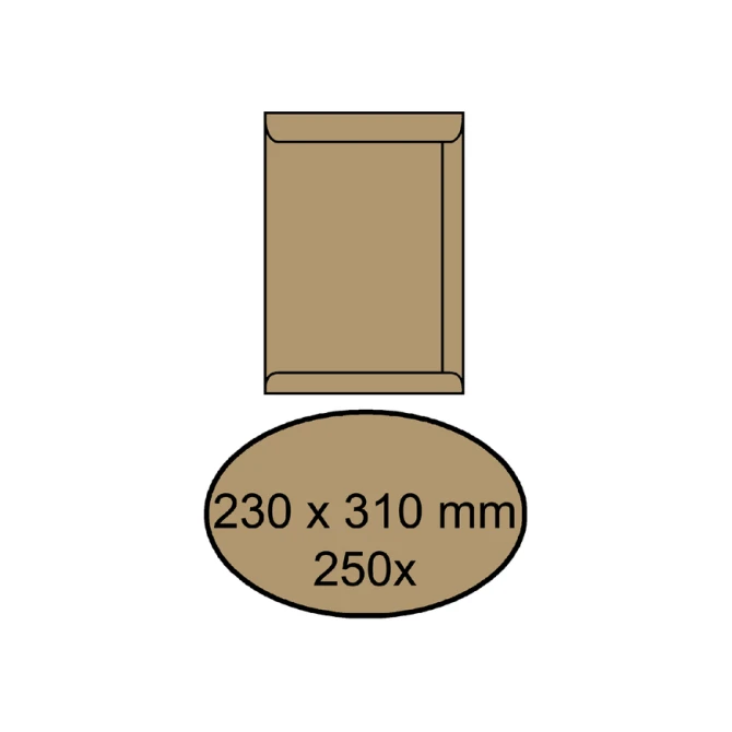 Envelop IEZZY akte 230x310mm zelfklevend 90gr bruin 250 stuks