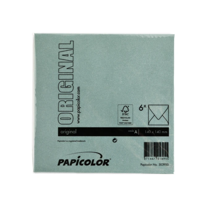 Envelop Papicolor 140x140mm dennengroen pak à 6 stuks