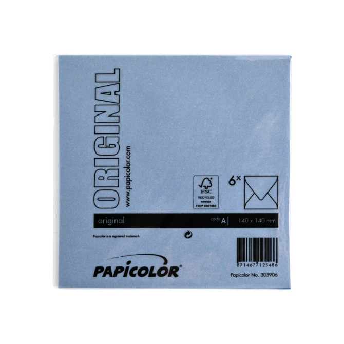 Envelop Papicolor 140x140mm donkerblauw pak à 6 stuks