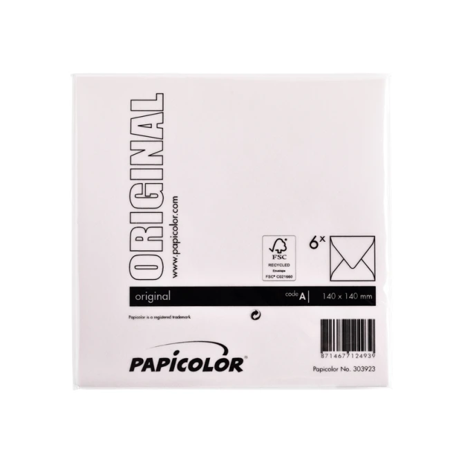 Envelop Papicolor 140x140mm lichtroze pak à 6 stuks