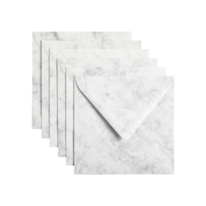 Envelop Papicolor 140x140mm marble grijs pak à 6 stuks