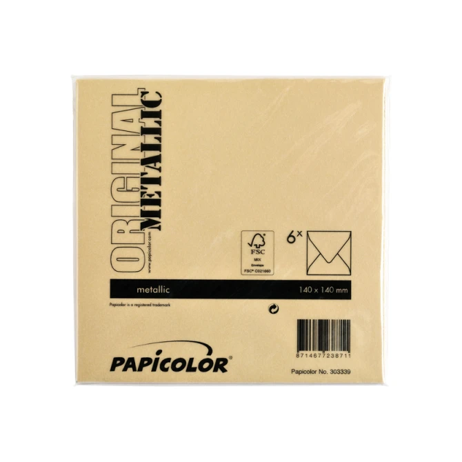 Envelop Papicolor 140x140mm metallic goud pak à 6 stuks