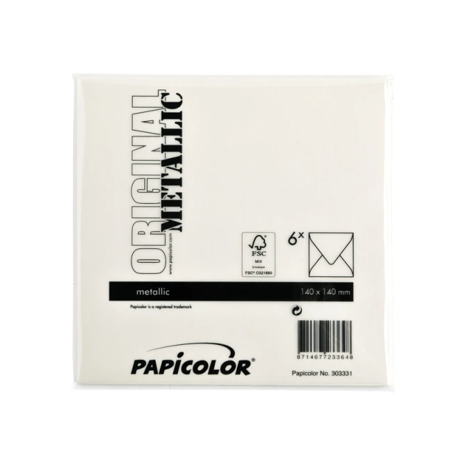 Envelop Papicolor 140x140mm metallic ivoor pak à 6 stuks