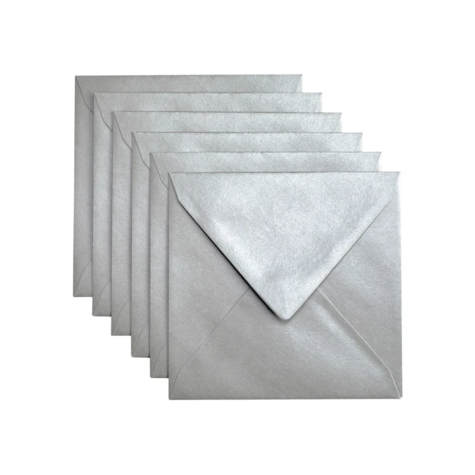Envelop Papicolor 140x140mm metallic zilver pak à 6 stuks
