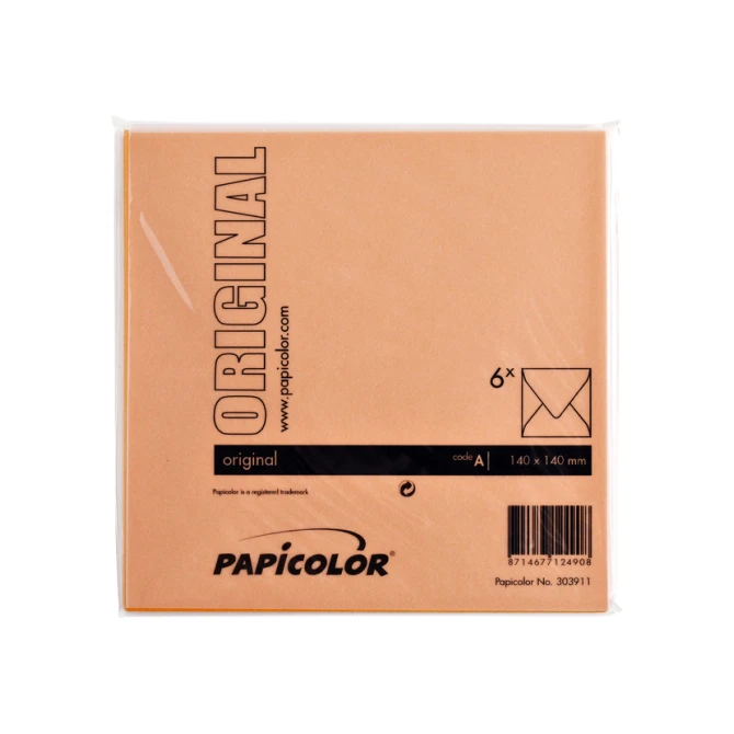 Envelop Papicolor 140x140mm oranje pak à 6 stuks