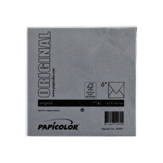 Envelop Papicolor 140x140mm ravenzwart pak à 6 stuks