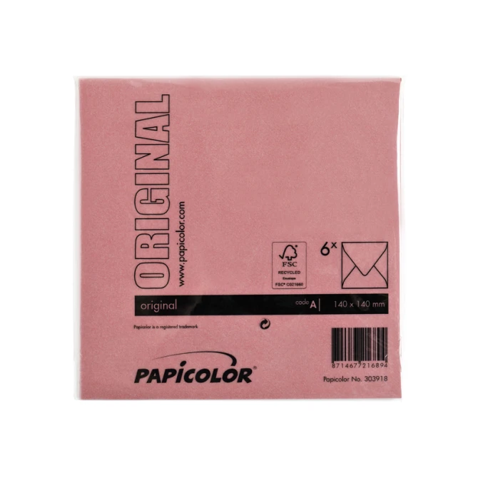 Envelop Papicolor 140x140mm rood pak à 6 stuks