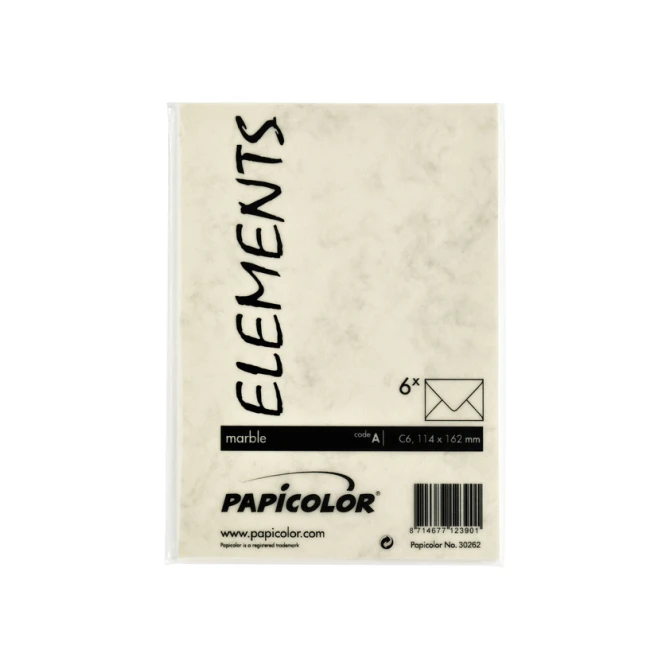 Envelop Papicolor C6 114x162mm marble ivoor pak à 6 stuks