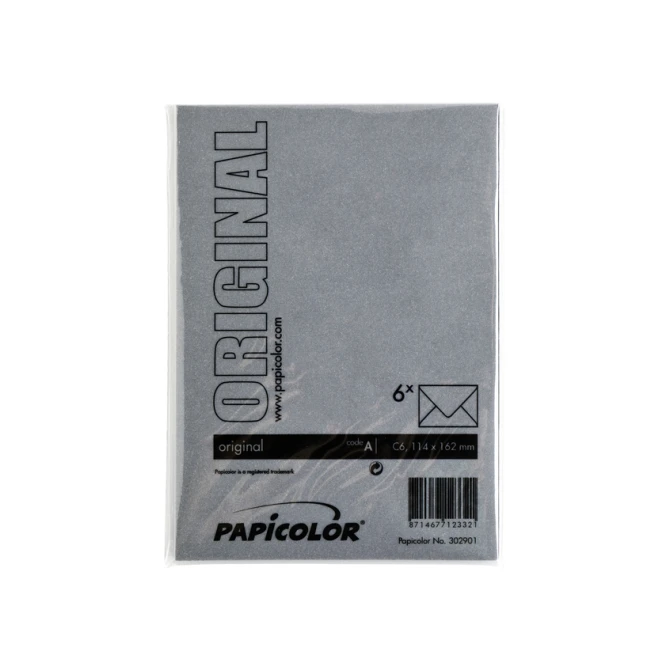 Envelop Papicolor C6 114x162mm ravenzwart pak à 6 stuks