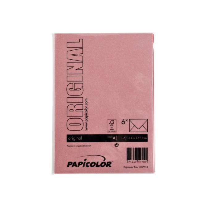 Envelop Papicolor C6 114x162mm rood pak à 6 stuks