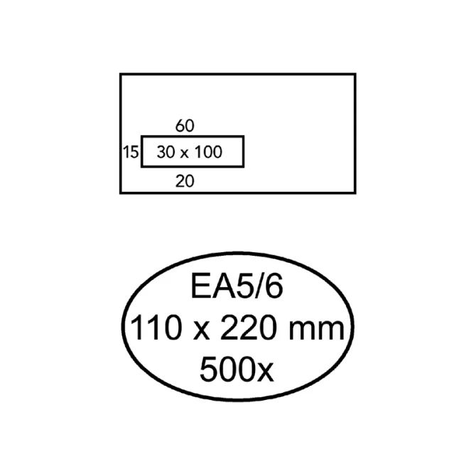 Envelop Quantore 110x220mm venster 3x10cm links 500 stuks