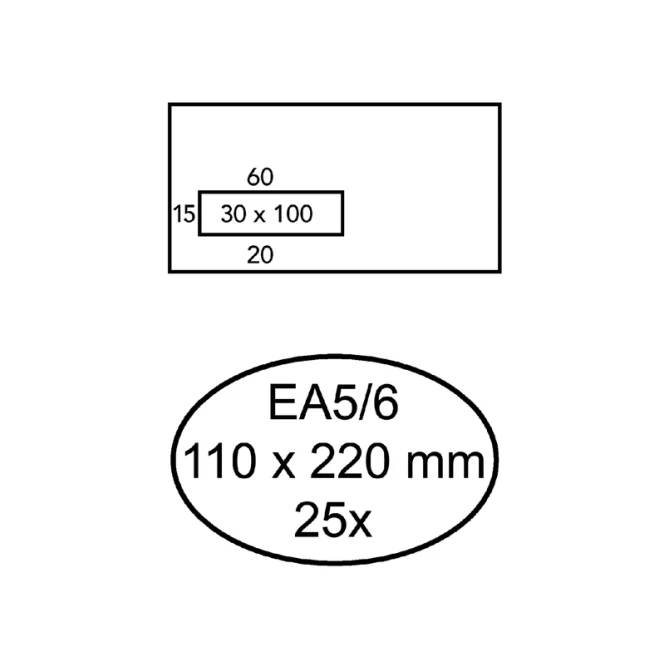 Envelop Quantore 110x220mm venster 3x10cm links zelfklevend 25 stuks