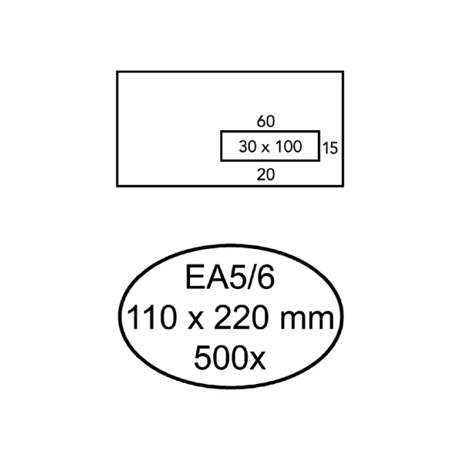 Envelop Quantore 110x220mm venster 3x10cm rechts 500 stuks