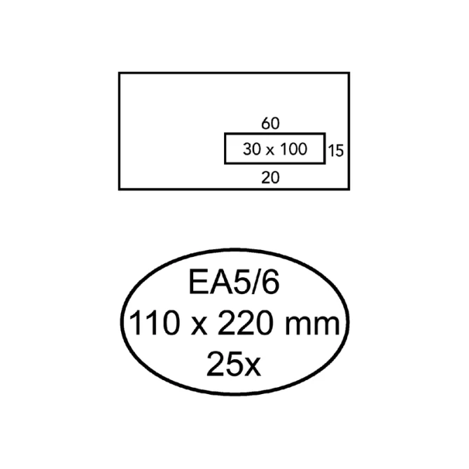 Envelop Quantore 110x220mm venster 3x10cm rechts zelfklevend 25 stuks