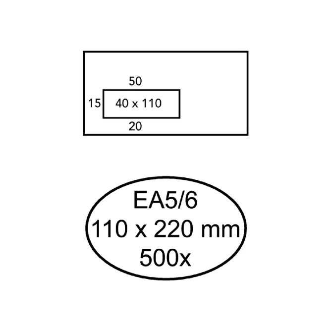 Envelop Quantore 110x220mm venster 4x11cm links zelfklevend 500 stuks