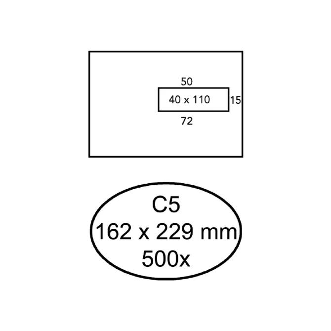 Envelop Quantore 162x229mm venster 4x11cm rechts zelfklevend 500 stuks