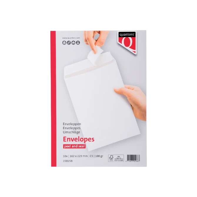 Envelop Quantore akte C5 162x229mm zelfklevend wit 10 stuks