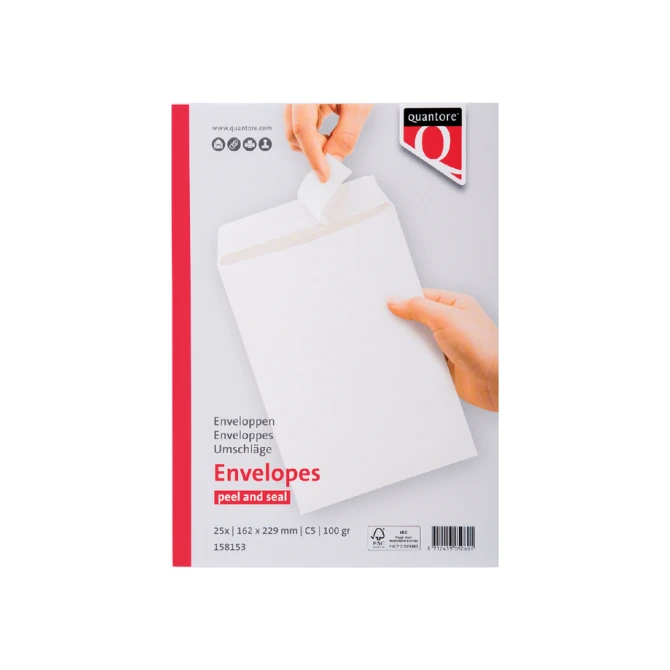 Envelop Quantore akte C5 162x229mm zelfklevend wit 25 stuks