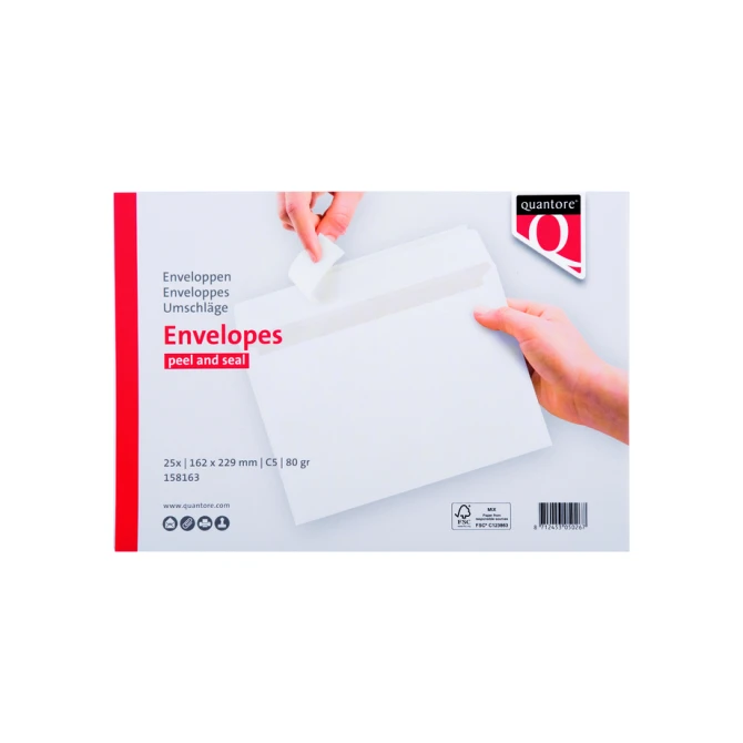 Envelop Quantore bank C5 162x229mm zelfklevend wit 25 stuks