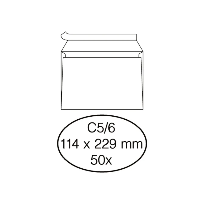Envelop Quantore bank C5/6 114x229mm zelfklevend wit 50 stuks