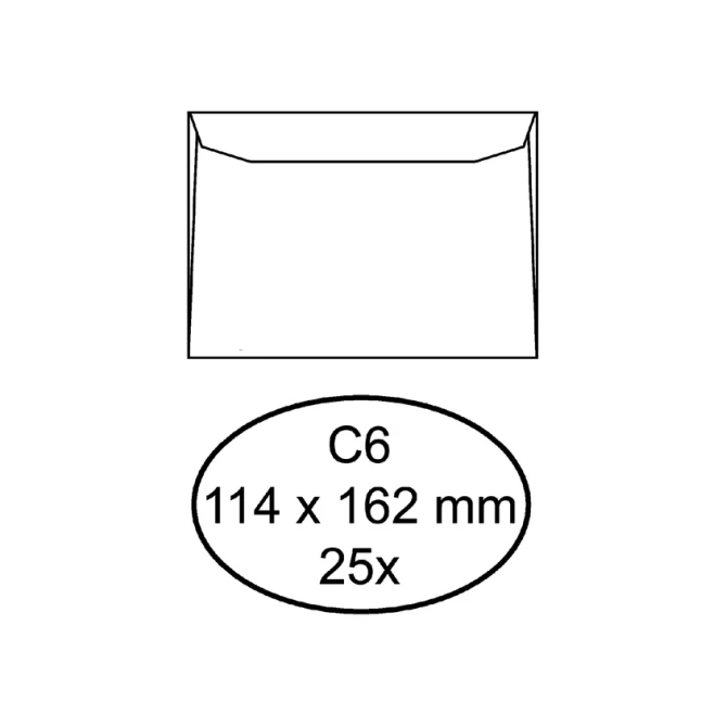 Envelop Quantore bank C6 114x162mm wit 25 stuks